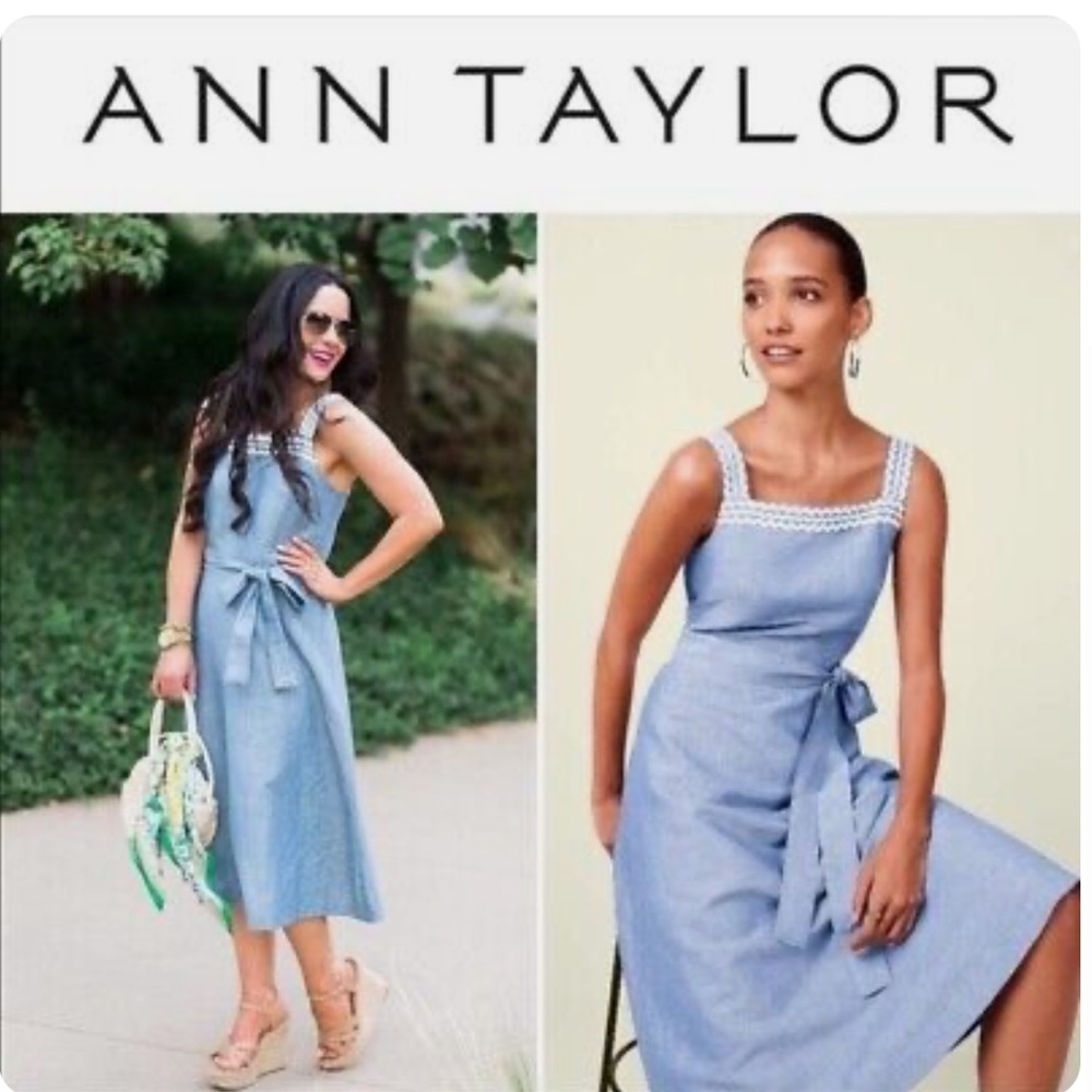 ANN TAYLOR CHAMBRAY MIDI DRESS